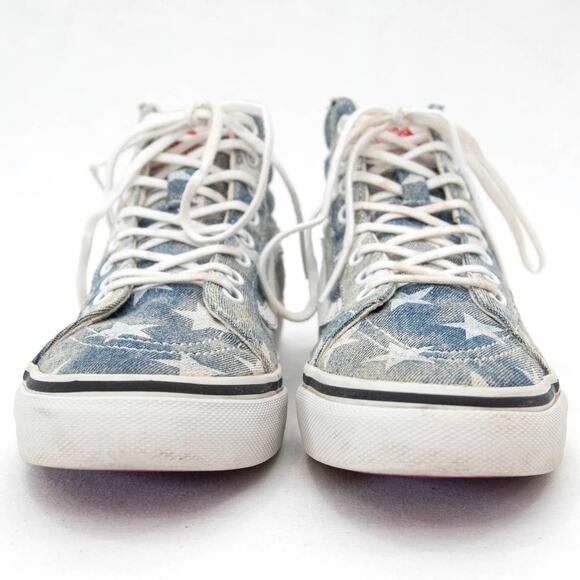 Vans SK8-Hi Tapered Denim Destroy Star Print Sneaker Size Women's 5.5 Men's 4 - Picture 3 of 10